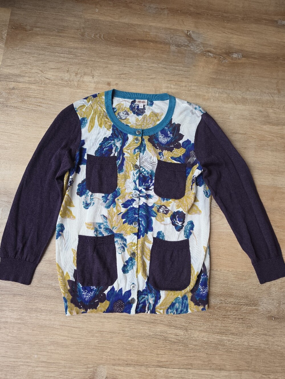 KENZO Vintage Multi-pocket Floral Knit Cardigan Size S